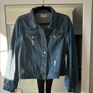 Skies Are Blue Distressed Blue Jean Jacket